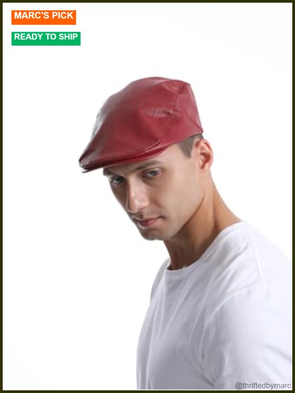 Faux Leather PU Newsboy Cap Driving Fishing Golf Beret Cabbie - Picture 2 of 6